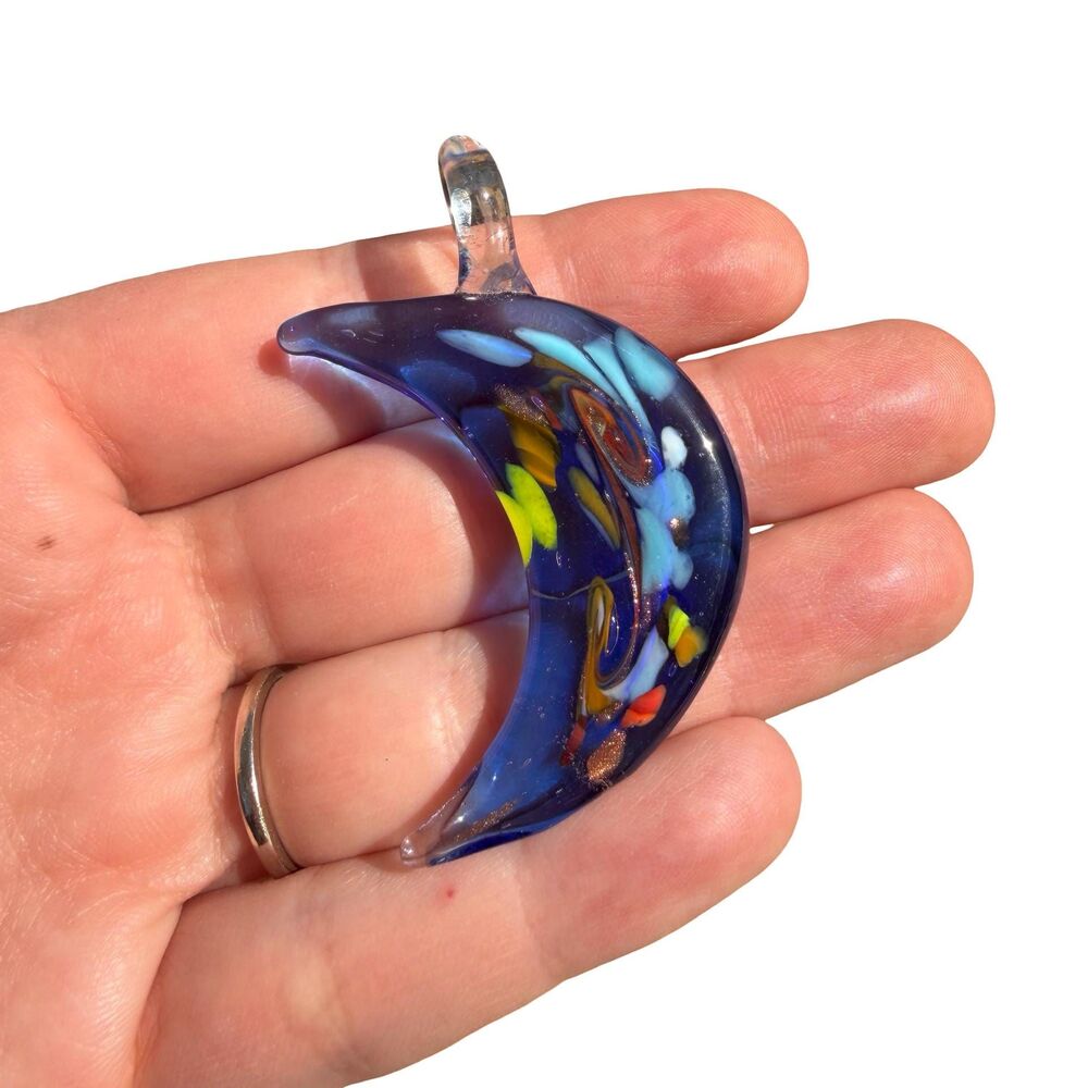 Vintage Colored Glass Moon pendant